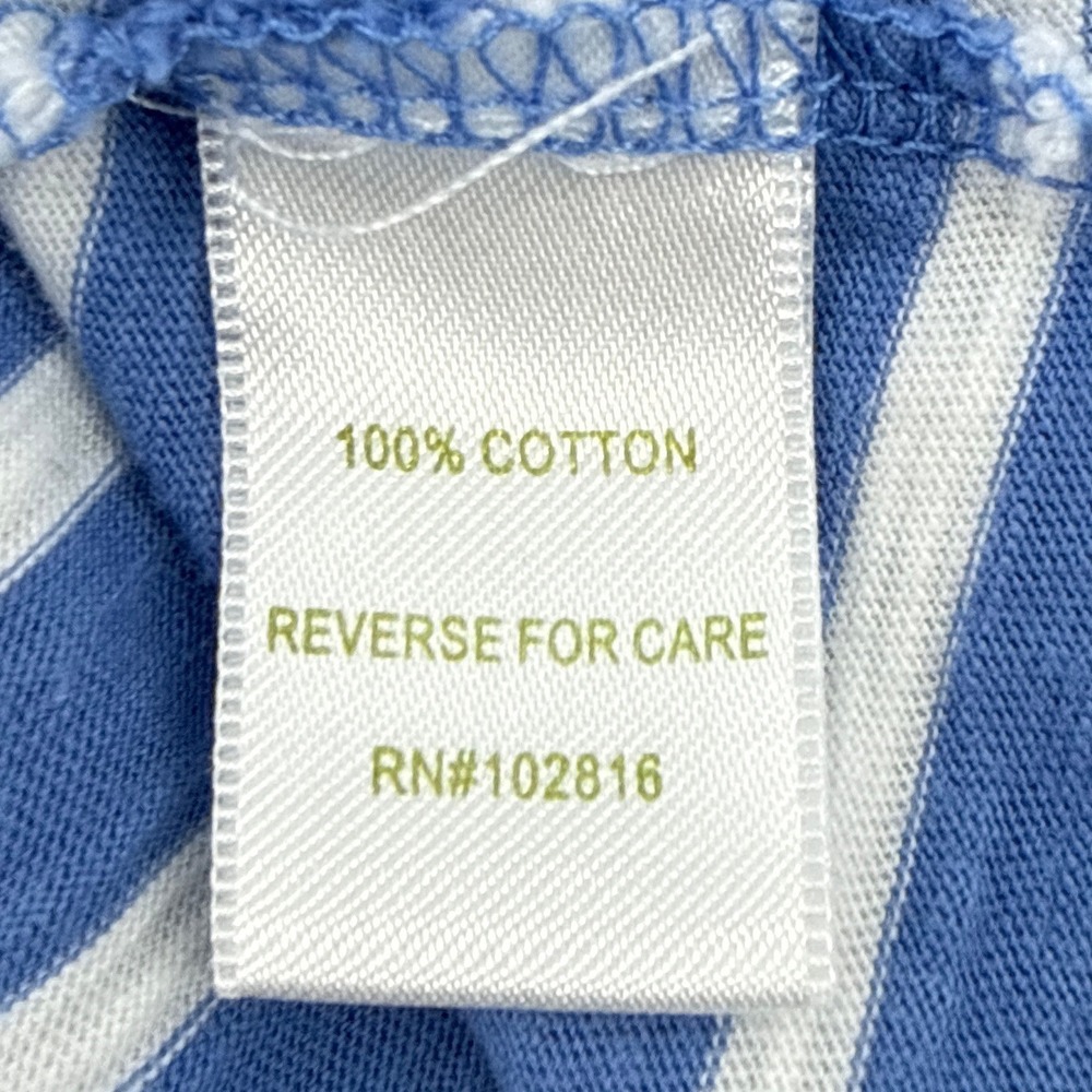 Garnet Hill Blue‎ White Striped 100% Cotton Pocket Shift Dress Medium 3/4 Sleeve - Picture 6 of 9